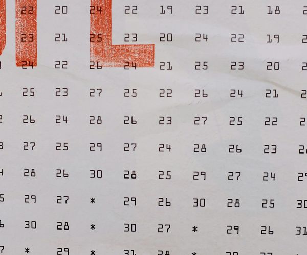 Calendar with a marked time slot for a daily workout routine.